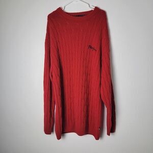 Phat Farm New York Vintage 90s Y2K Red Cable Knit Pullover Sweater Size XXL